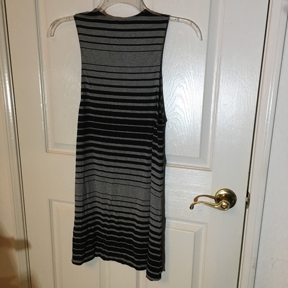 American Apparel Black Grey Dress Olivia Striped Jersey Tank Shift Flowy XS - Picture 2 of 4